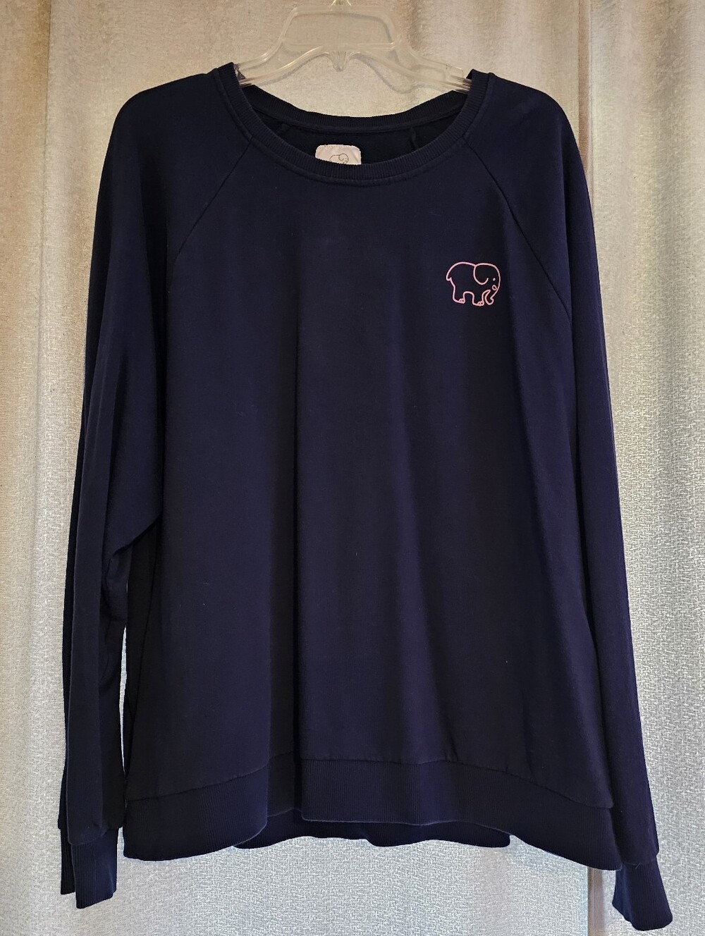 ivory ella Navy Blue Crewneck Sweater with Pink Elephant Logo